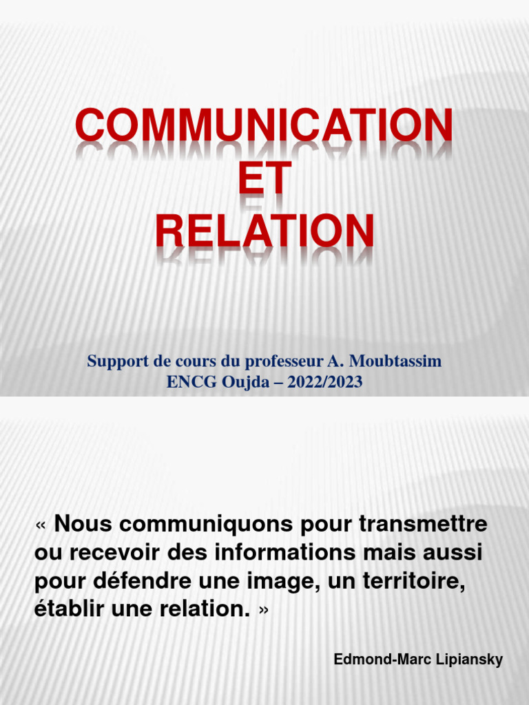 Communication et relations humaines | PDF | la communication | Concept ...