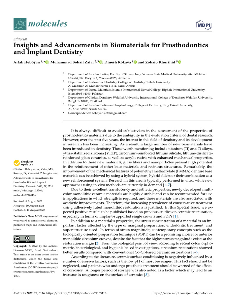 Molecules 27 05116 PDF Dental Implant Poly(Methyl Methacrylate)