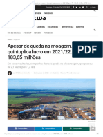 Apesar de Queda Na Moagem, Uisa Quintuplica Lucro em 2021 - 22, para R$ 183,65 Milhões - STG News