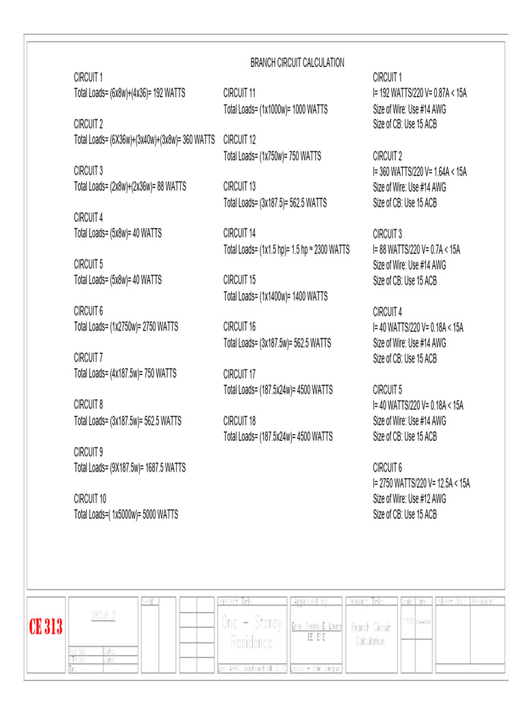 Branch Circuit Calculation PDF