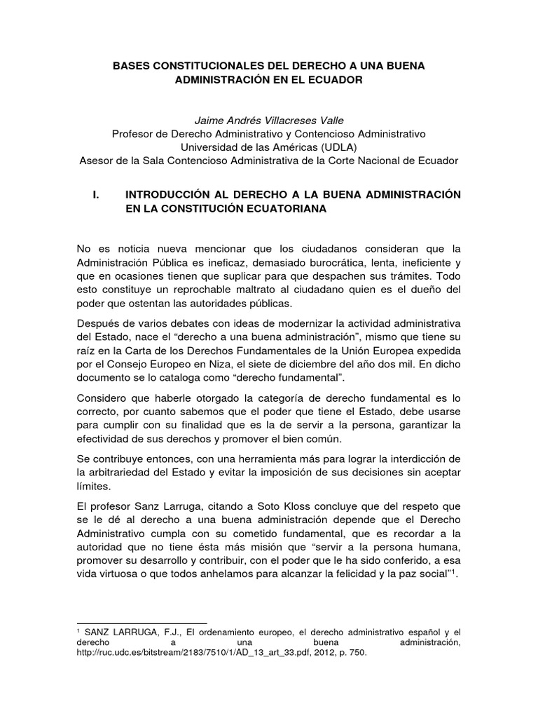 Bases Constitucionales Del Derecho A Una Buena Admin. en El Ecuador ...