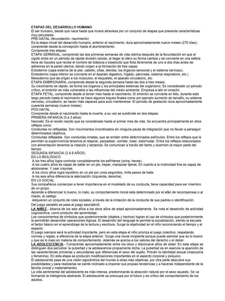 Desarrollo Humano: Etapas Clave | PDF | Adultos | Ciencias del ...