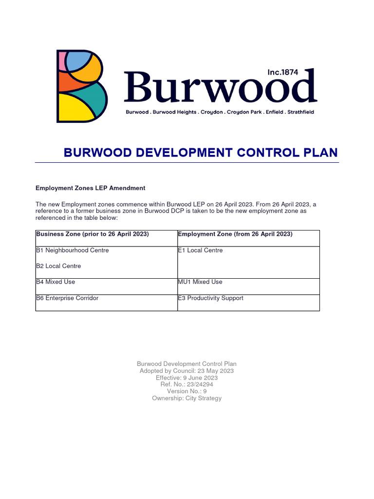 Burwood Development Control Plan 2023 | PDF