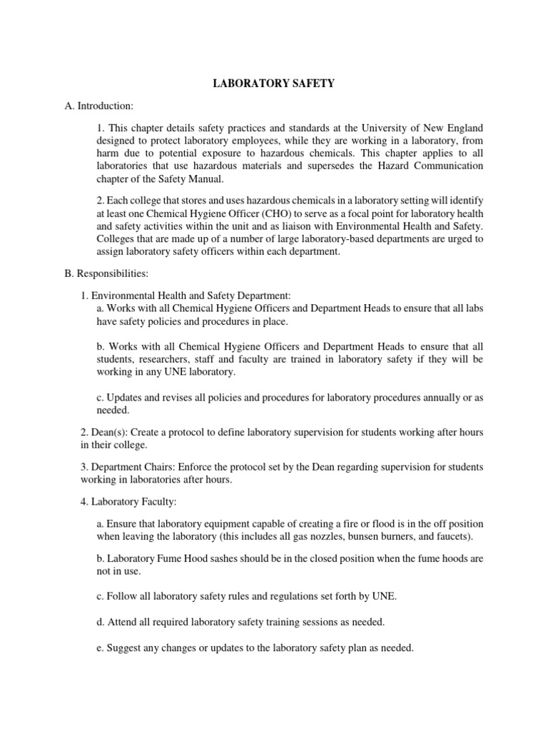 Laboratory Safety Pdf Laboratories Personal Protective Equipment