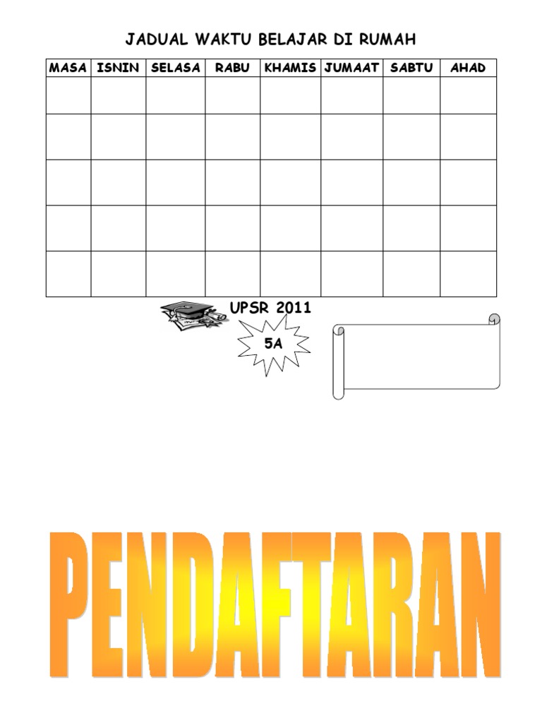 Jadual Waktu Belajar Di Rumah