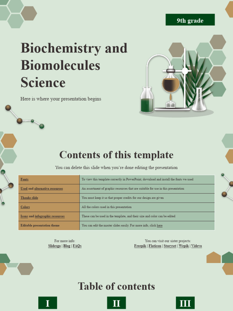 Biochemistry and Biomolecules Science 9th Grade by Slidesgo PDF