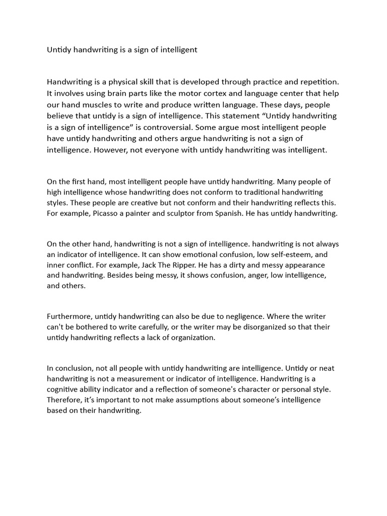 Untidy Handwriting and Intelligence Myths | PDF | General Fiction