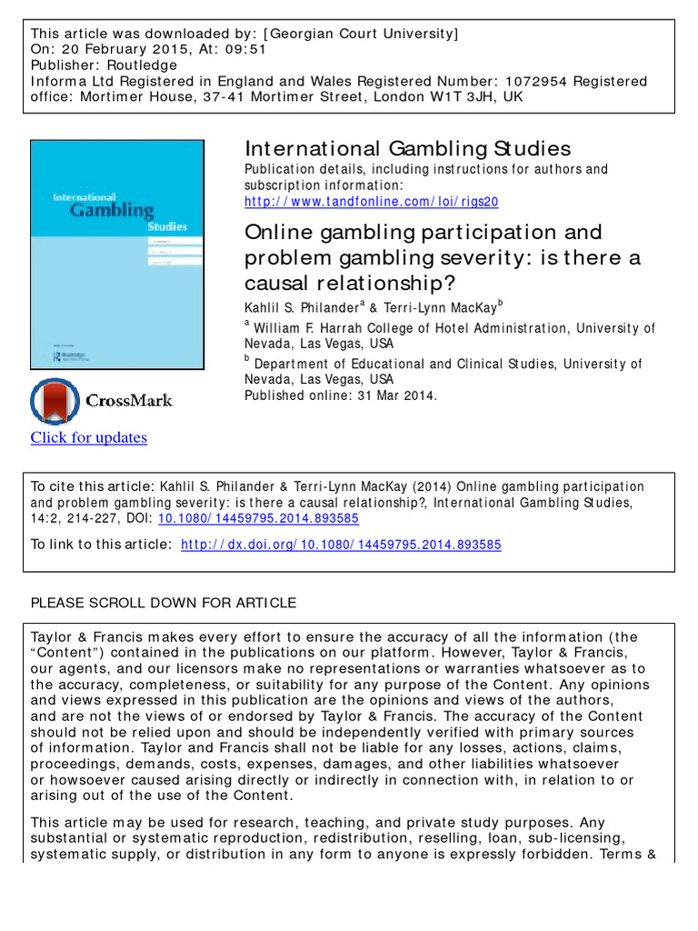 Philander 2014 | PDF | Problem Gambling | Survey Methodology
