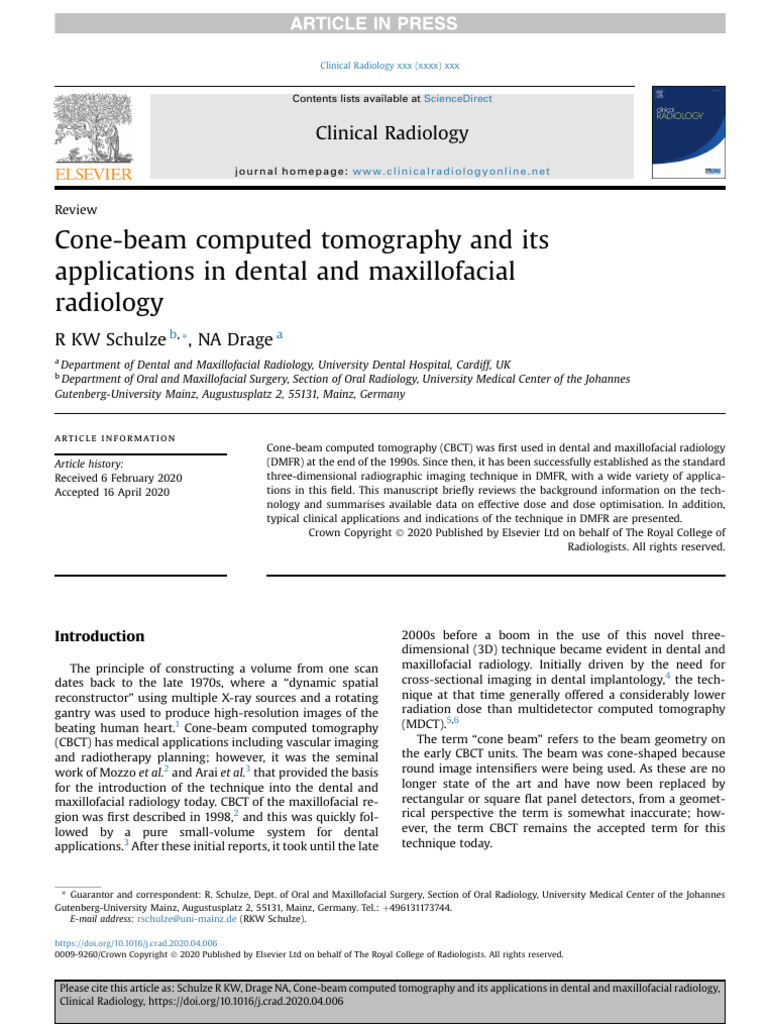 ConeBeam Computed Tomography and Its Applications in Dental and