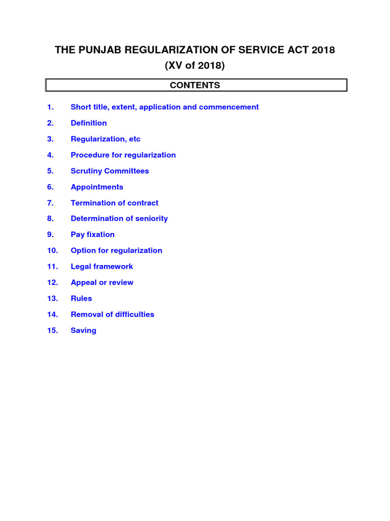 Punjab Regularization of Service Act 2018 | PDF | Employment | Appeal