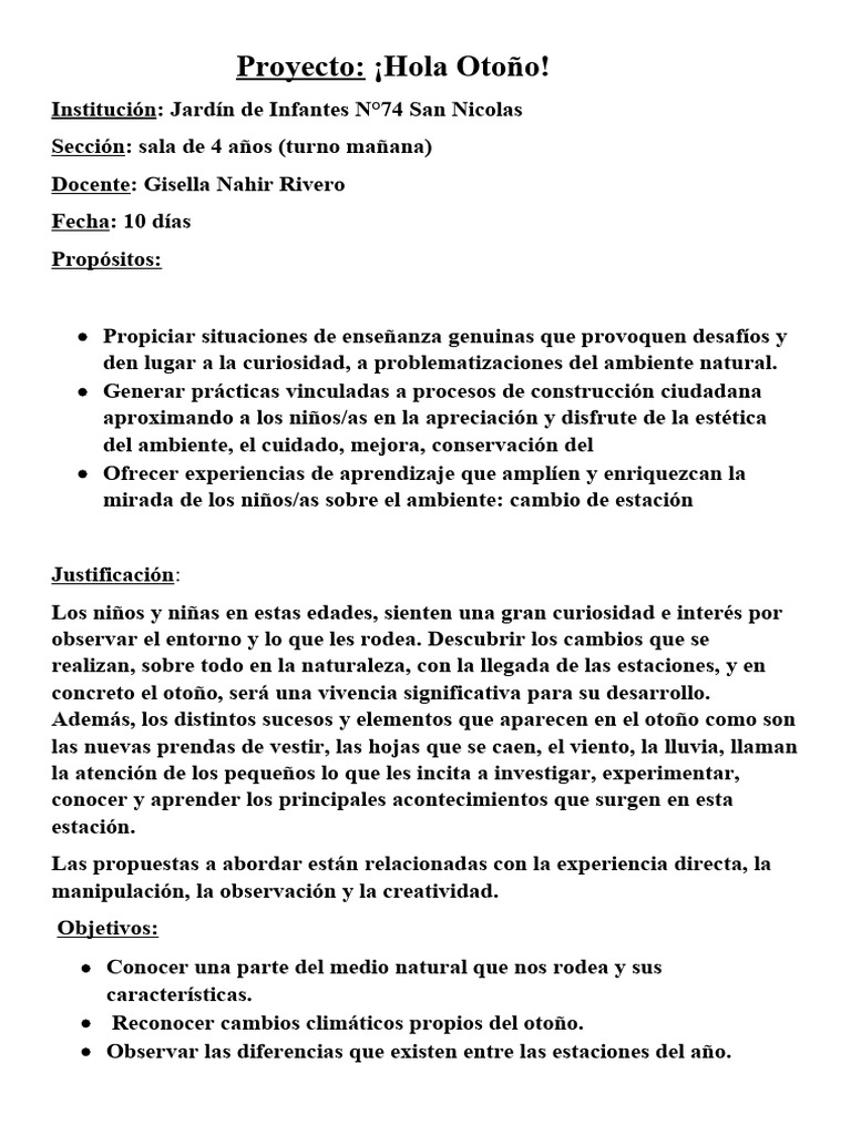 Explorando el Otoño en el Jardín | PDF | Educación de la primera ...