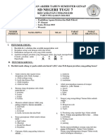 Soal PAT Agama Kristen Kls 4