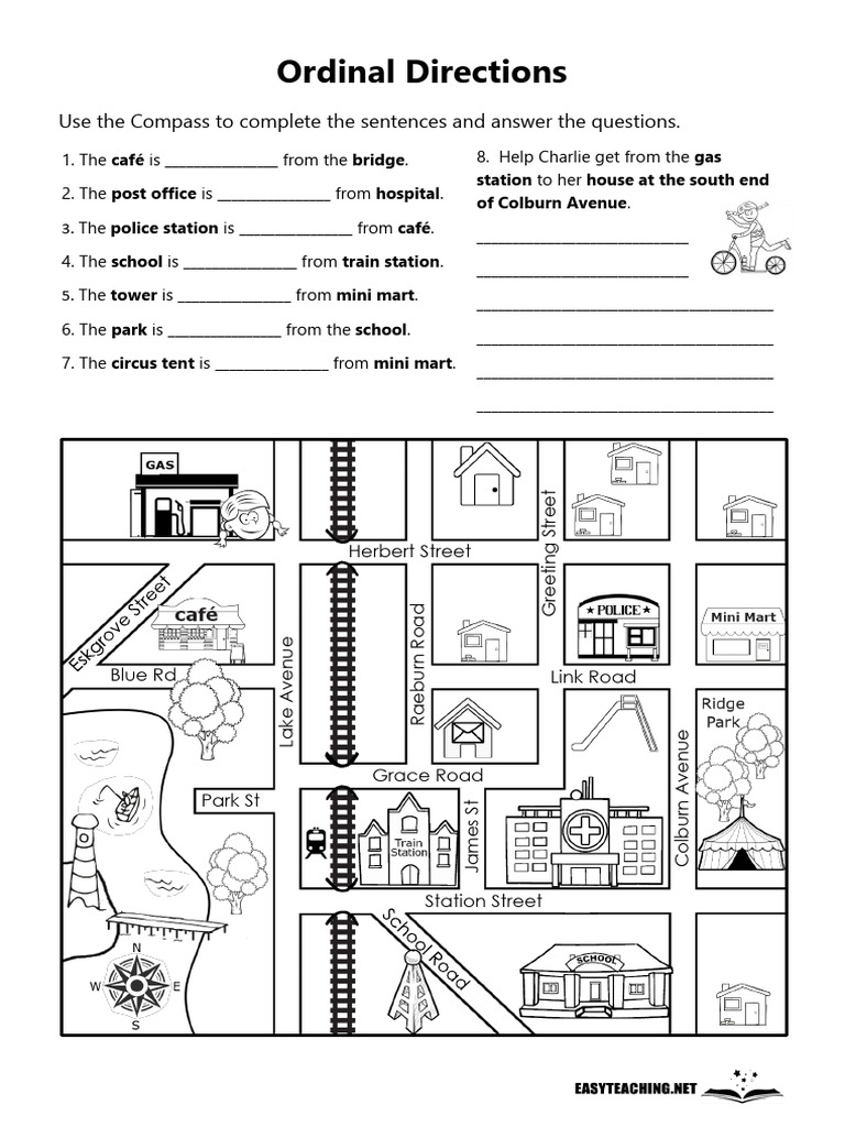 Ordinal Directions Use The Compass To Complete The Sentences and