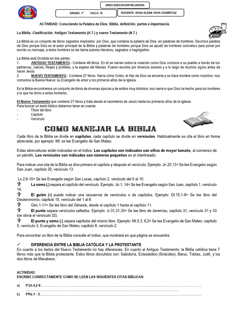 1° Conociendo La Palabra de Dios - Biblia | PDF | Biblia | Viejo Testamento