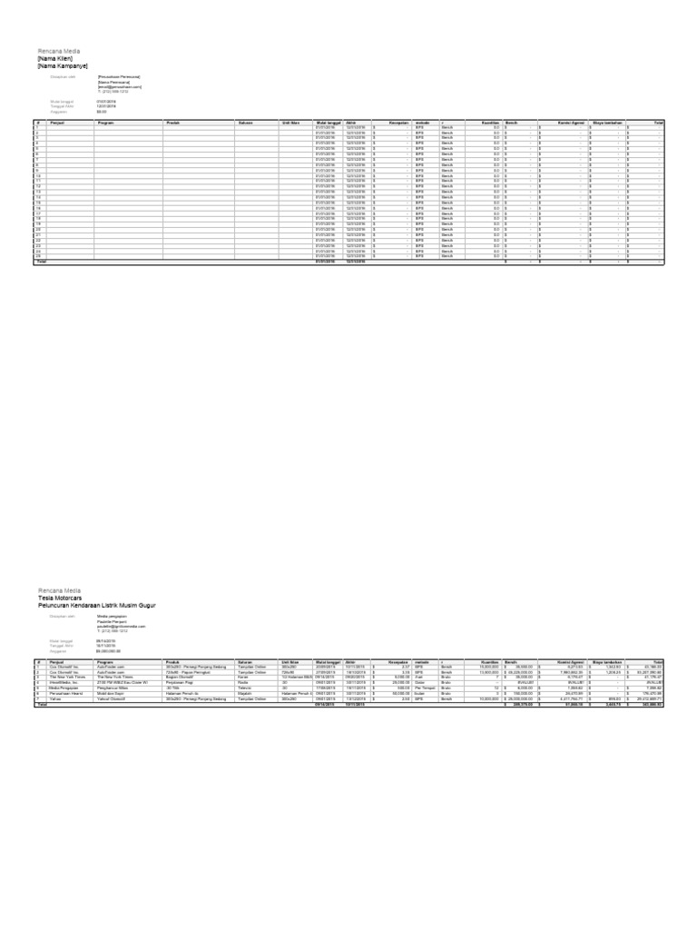 Template Rencana Media 2016 | PDF