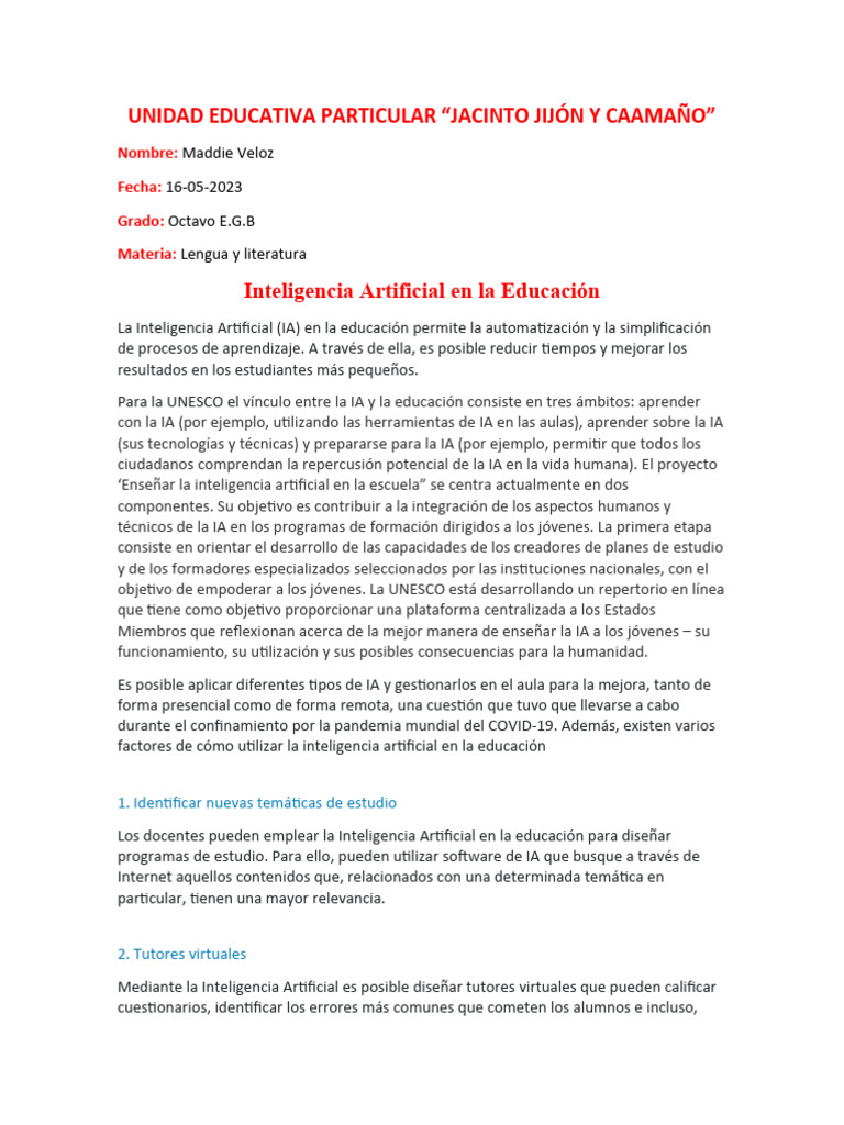 Mapa de IA en la Educación | PDF | Inteligencia artificial ...