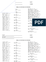 Division of Integers Drills