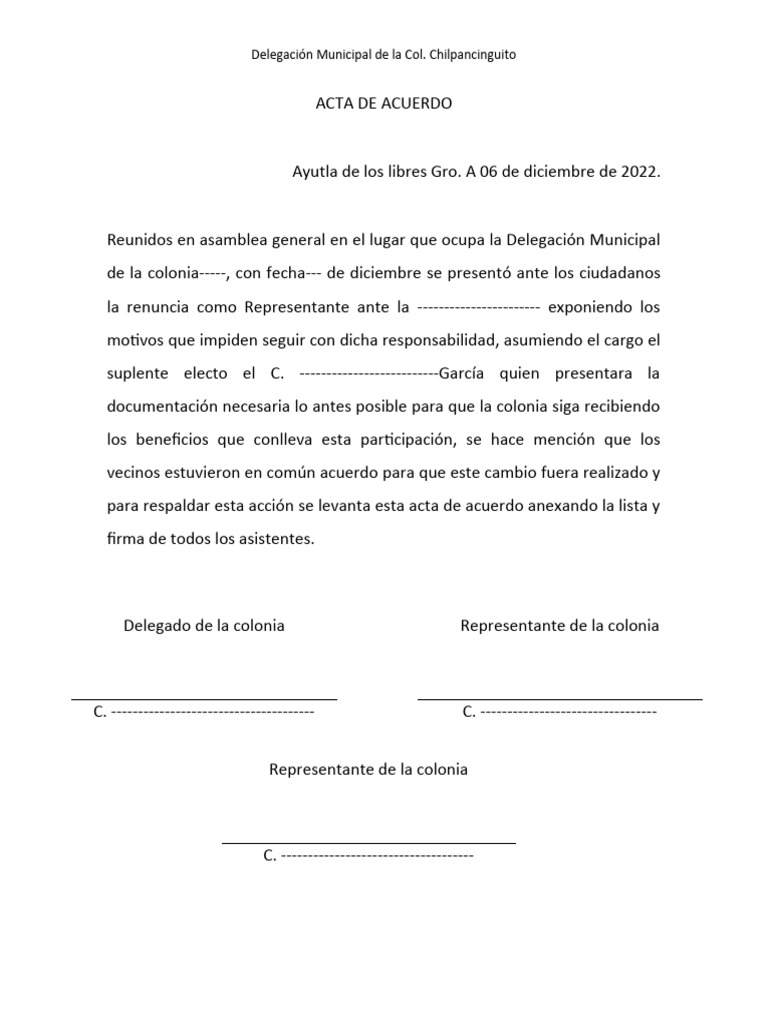 Acta de Acuerdo | PDF