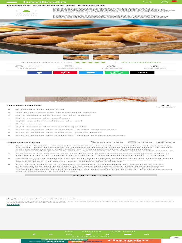 Donas Caseras De Azúcar Esponjosas Pdf Cocina Comida Y Bebida