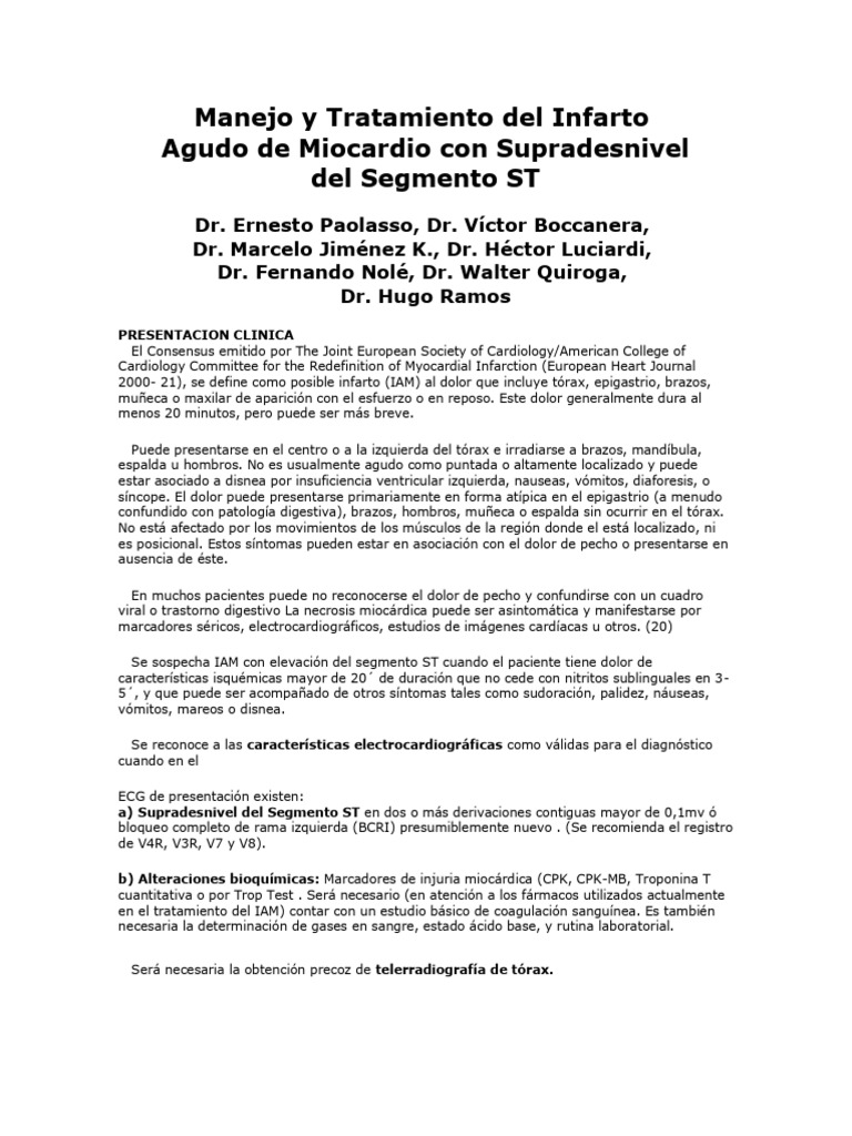 Tratamiento del Infarto con ST Elevado | PDF | Infarto de miocardio ...