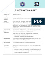 Programmable Board Course Information Sheet