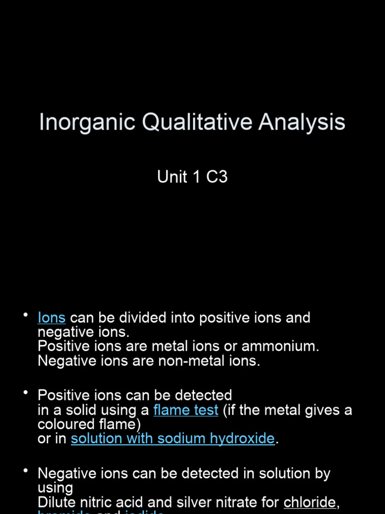 Chemistry Practical Inorganic Qualitative Analysis
