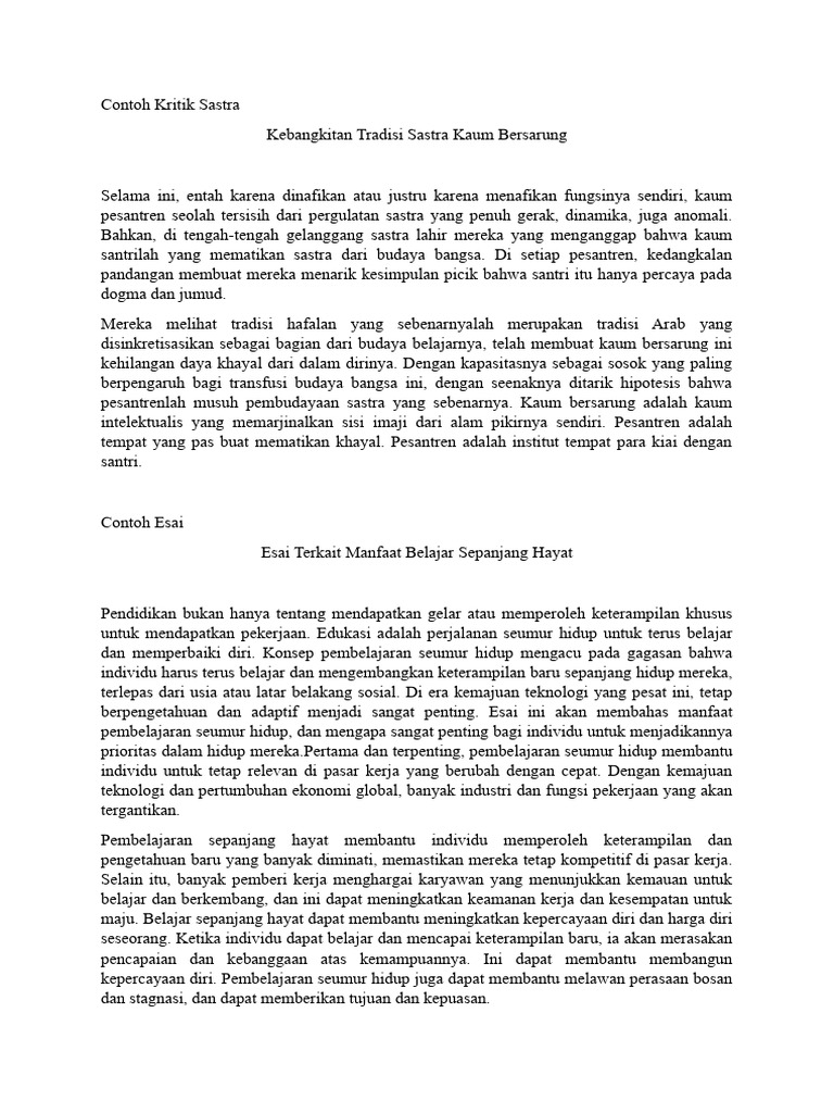 Contoh Kritik Sastra Pdf