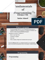 Lecture 01 Programming Fundamentals