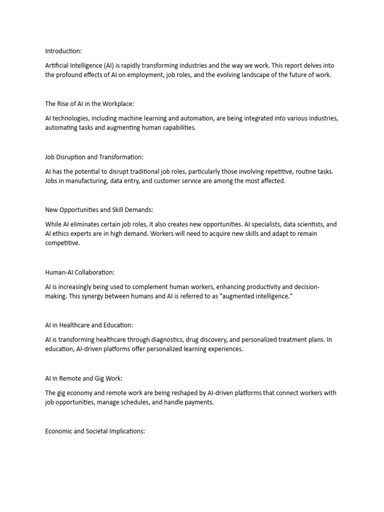 The Impact of Artificial Intelligence On Employment | PDF | Artificial ...