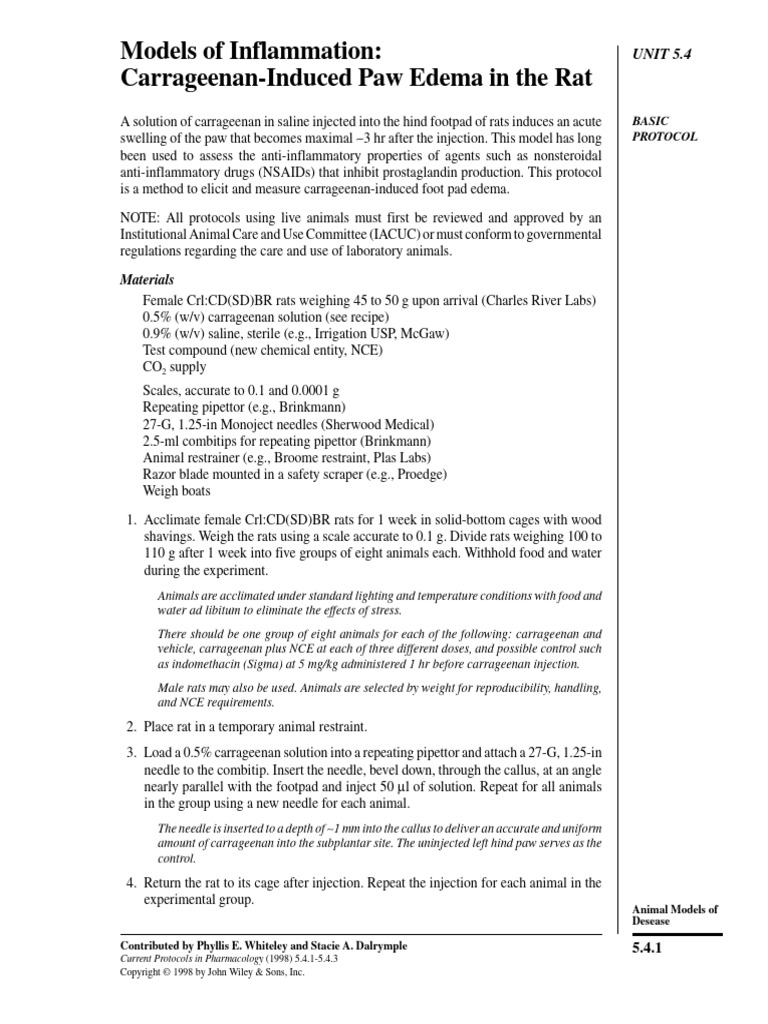 Carrageenan 4 PDF Anti Inflammatory Experiment