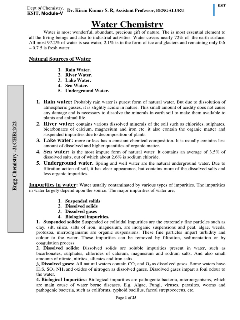 Water Chemistry and Hardness Analysis | PDF | Materials | Chemical ...