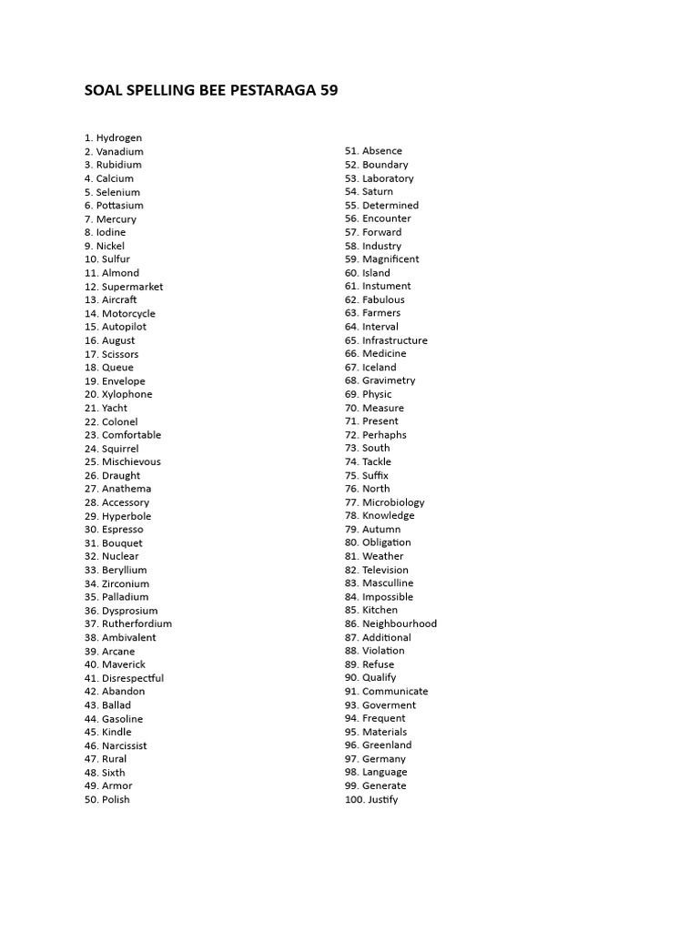 Soal Spelling Bee Pdf