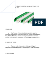 Method Statement For The Installation of PPR Pipes For Water Line