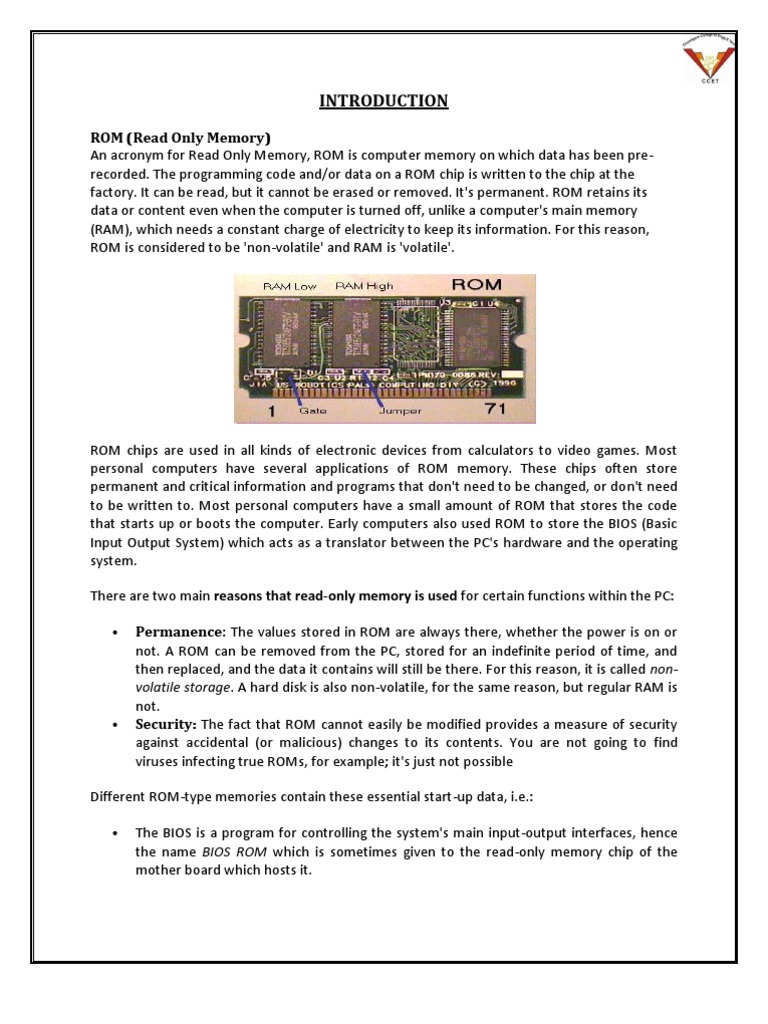 Understanding Read-Only Memory (ROM) | PDF | Read Only Memory | Bios