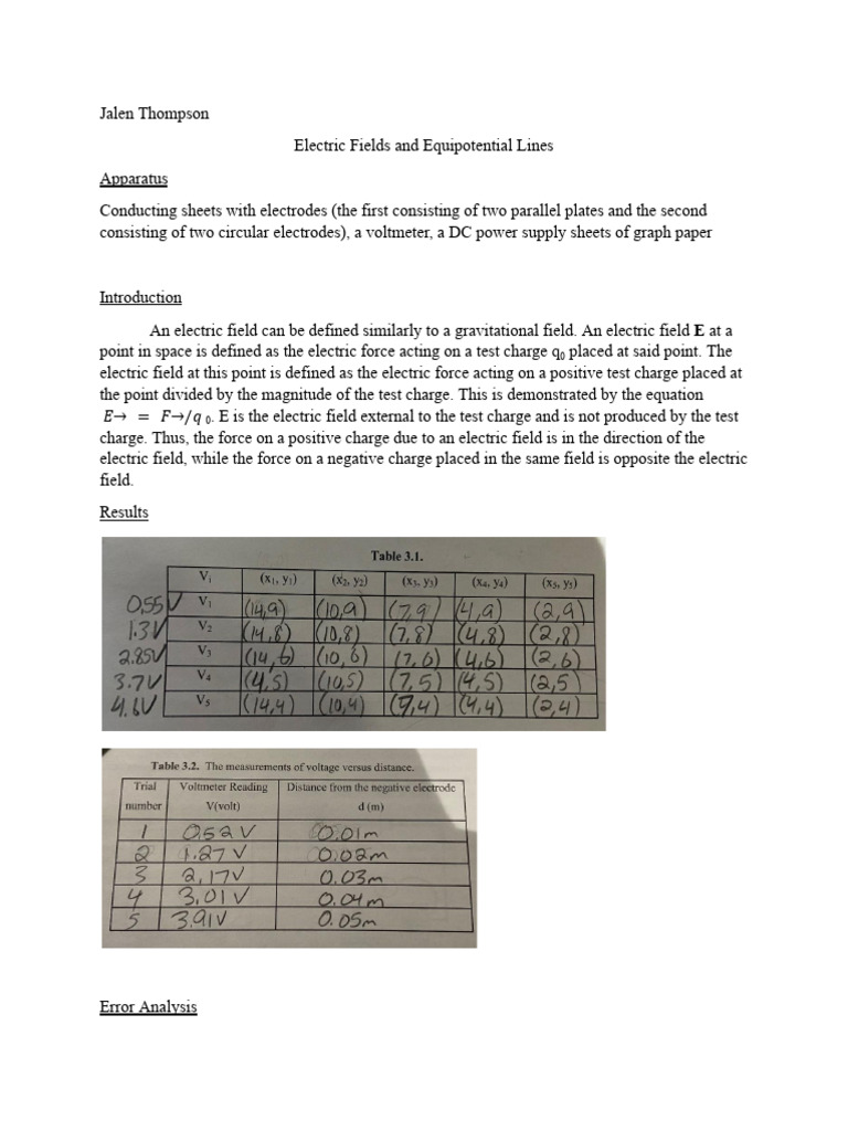 Week 2 Electric Fields and Equipment Lines PDF Electric Field Force