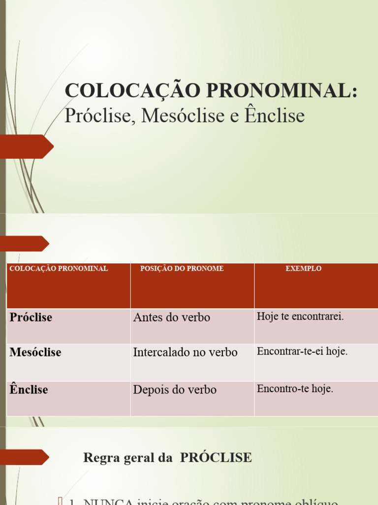 Colocação Pronominal | PDF | Pronome | Linguística