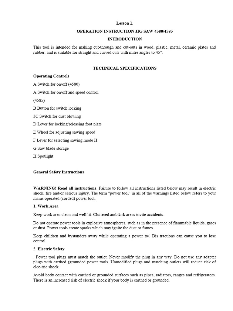 Jig Saw Manual Pdf Electrical Connector Switch