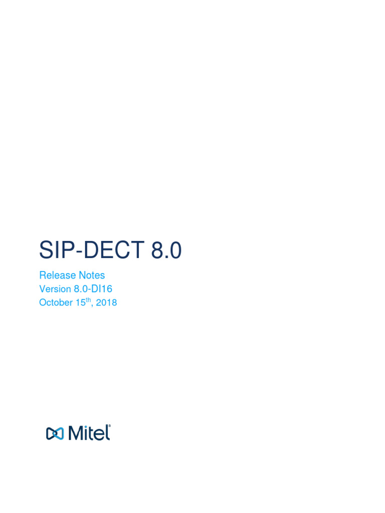 SIP DECT 8.0 DI16 - ReleaseNotes | PDF | Superuser | World Wide Web
