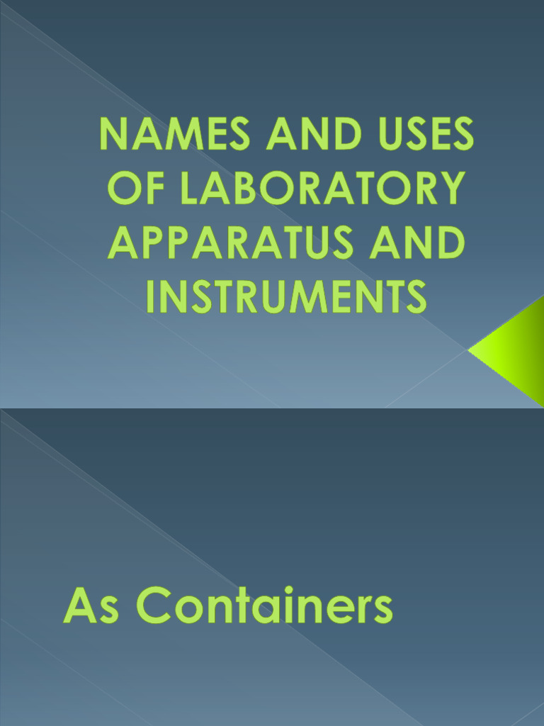 Names and Uses of Laboratory Apparatus and Instruments PDF