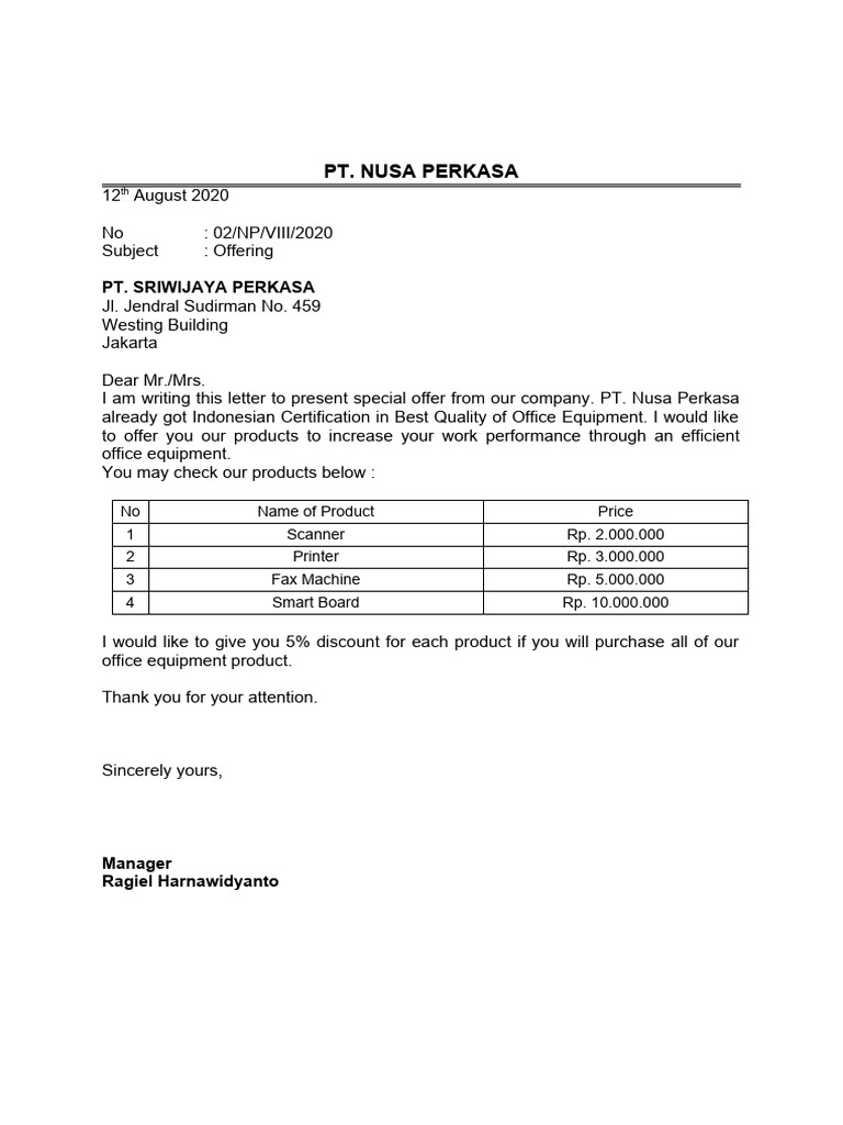 Pt nusa perkasa pdf office equipment office work