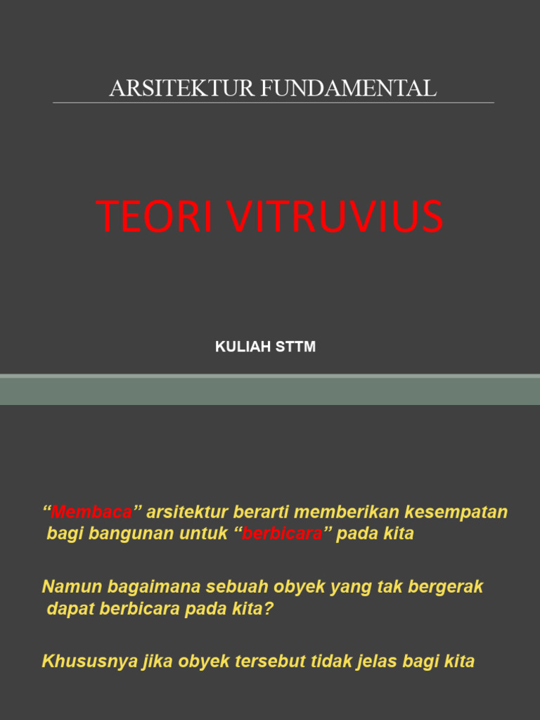 Kuliah Arsitektur Fundamental (STTM) Teori Vitruvius PDF