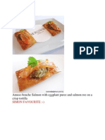 Amuse-Bouche Salmon With Eggplant Puree and Salmon Roe On A Crisp Tortilla