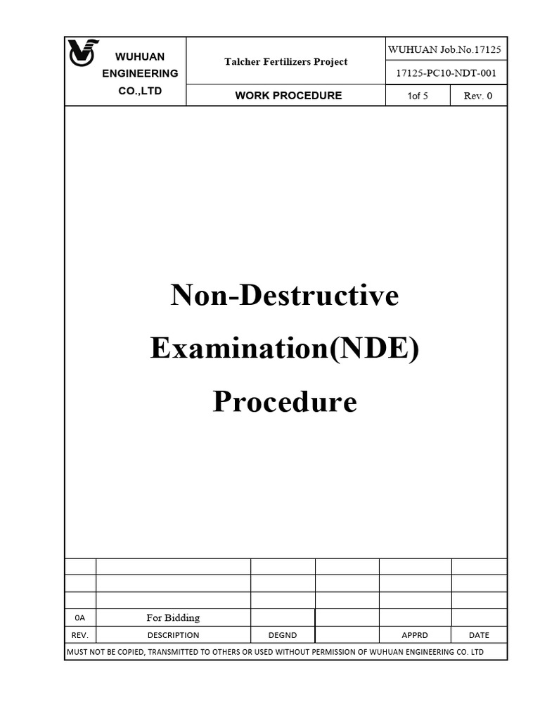 NDE Procedure for Talcher Project | PDF | Nondestructive Testing ...