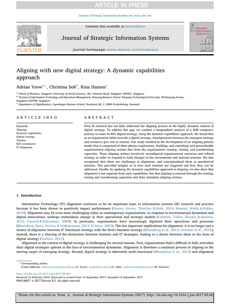 Aligning Pdf Strategic Management E Commerce