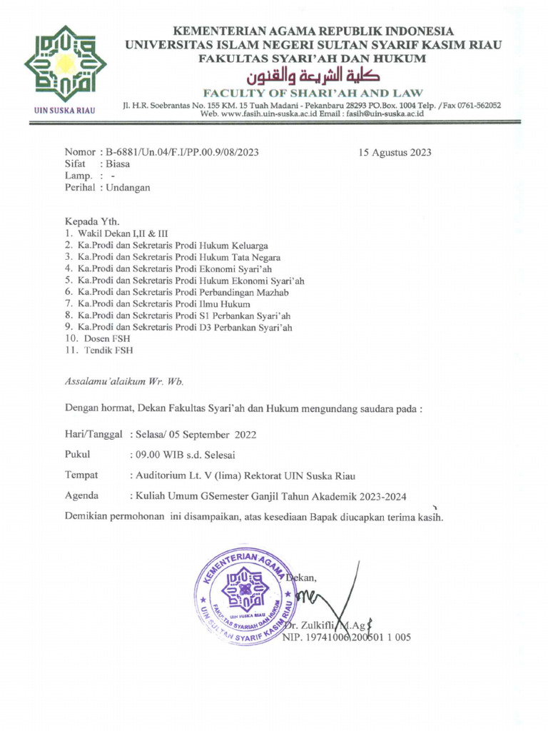 Undangan Kuliah Umum FSH | PDF