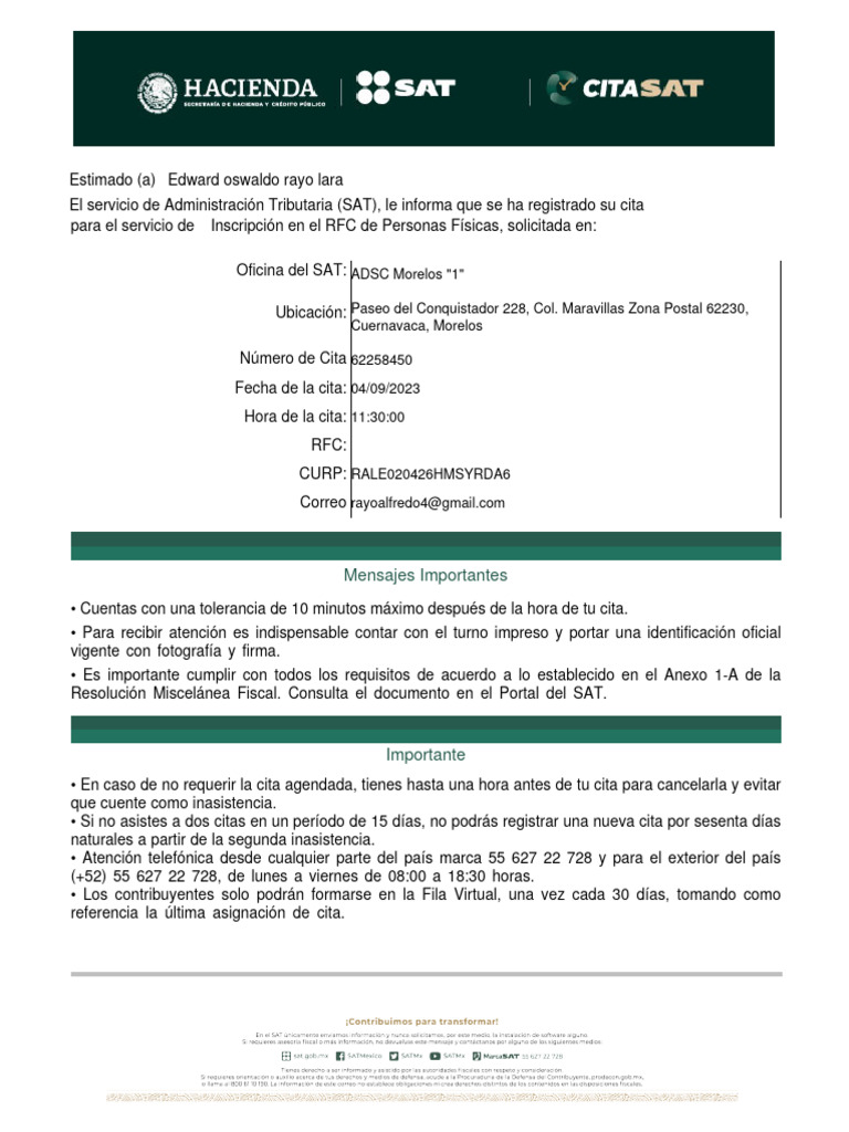 Acuse Cita | PDF | Gobierno