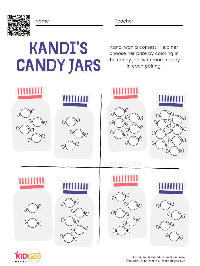Comparison Math Coloring Activity Printable Worksheet | PDF | Candy ...