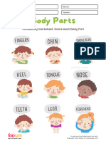 Vocabulary Naming Body Parts Worksheet