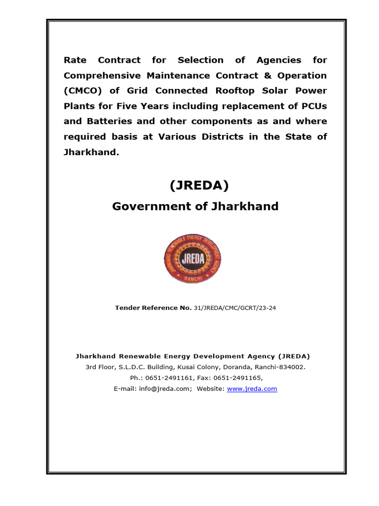 Jharkhand Solar Maintenance Tender | PDF | Solar Power | Audit