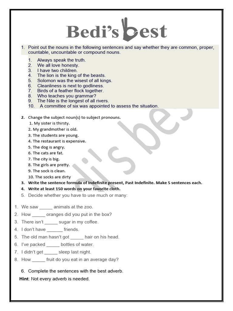 Articles, Adverb PDF Adverb Noun